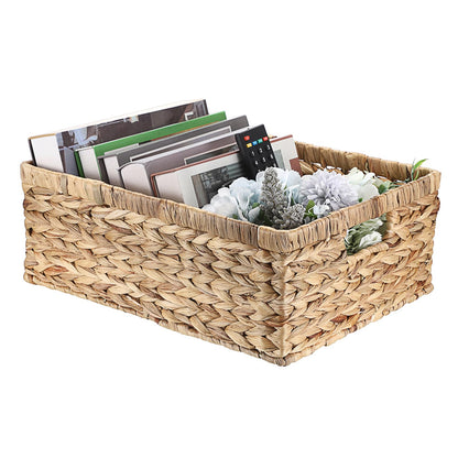 OGANAZI Natural Water Hyacinth Baskets with Handles, 40.5 * 30.5 * 13cm