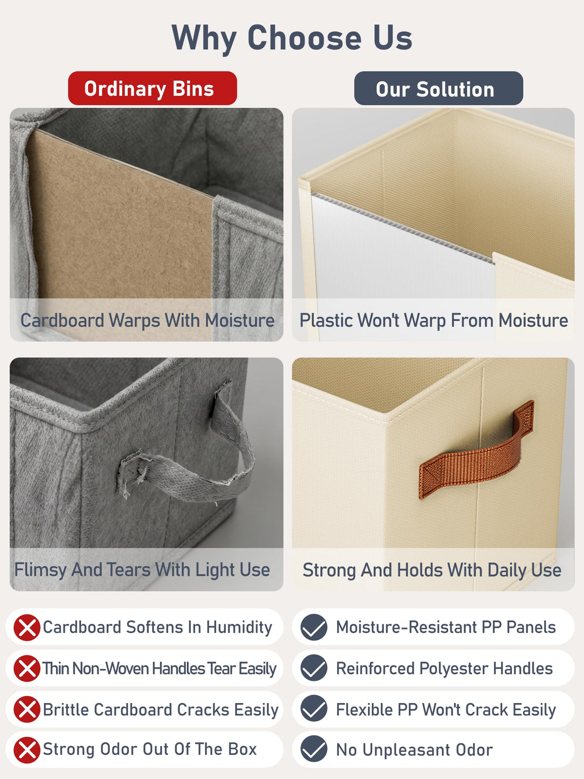 6 Pack Collapsible Fabric Storage Boxes for Wardrobe Shelves, 14"x10",Beige