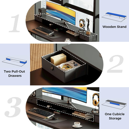 Agilestic Electric Adjustable Height Desk, with 2 Fabric Drawers, 100x60cm