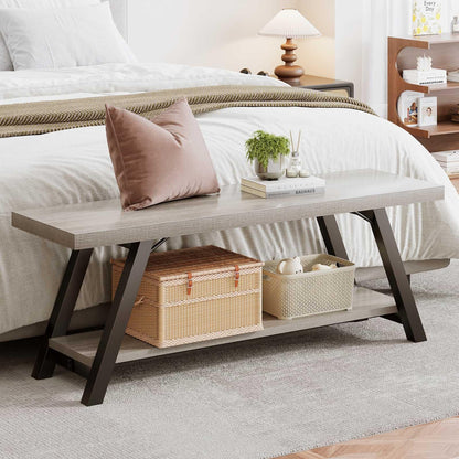 LVB Shoe Storage Bench Entryway Benches for Hallway 120cm Gray Oak