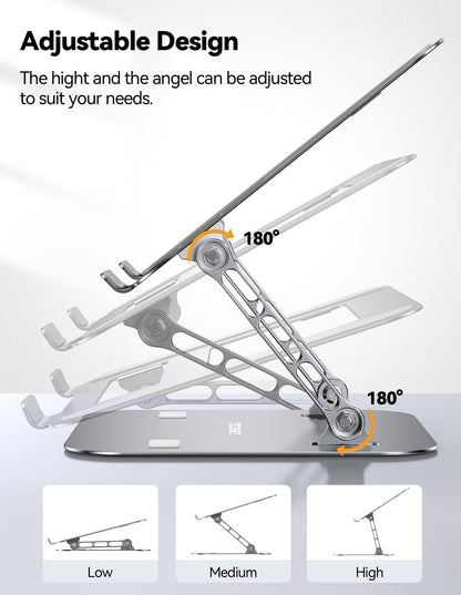 TECKNET Laptop Stand for Desk, Adjustable Laptop Holder, Silver