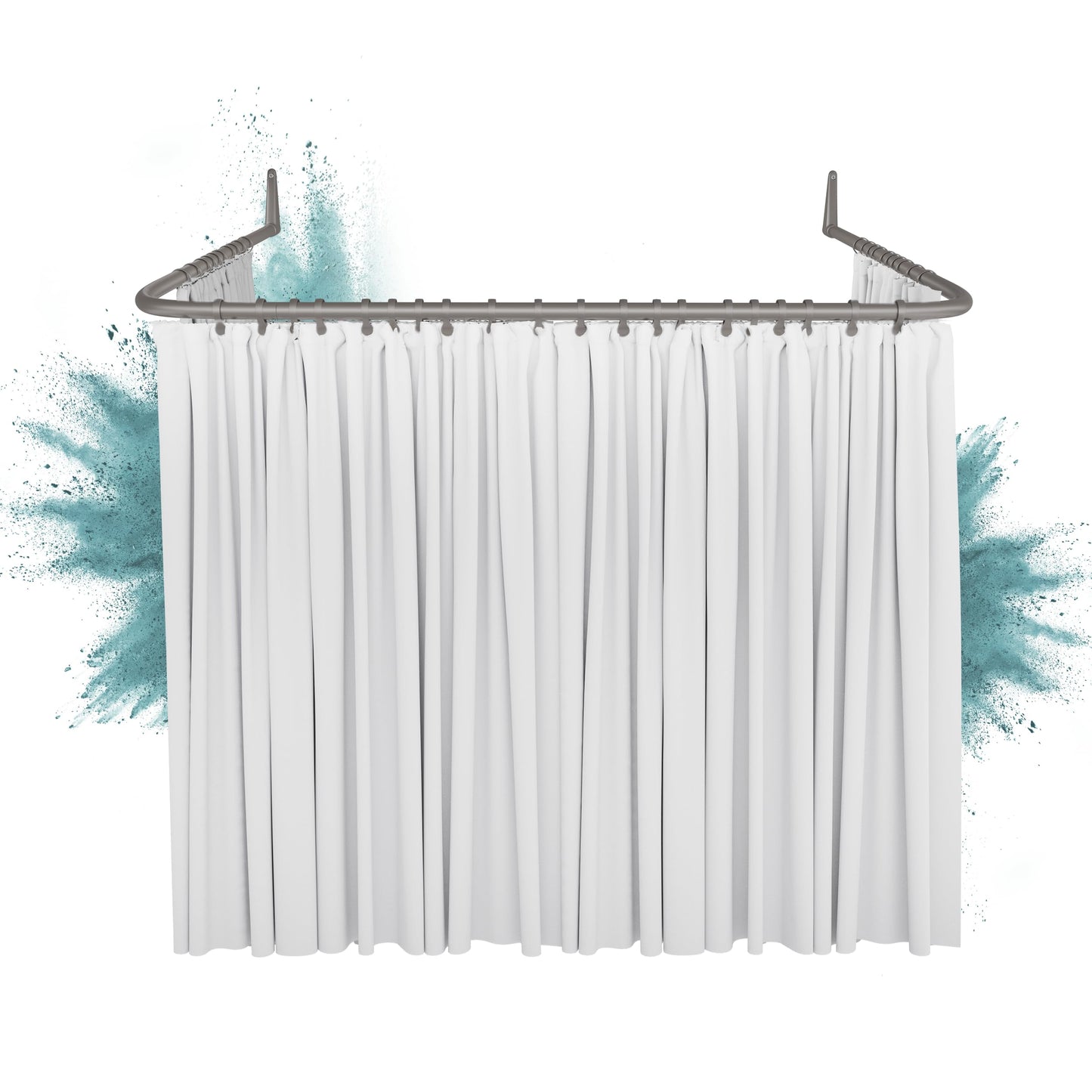 Erica U-shaped Shower Curtain Rail, Shower Curtain Pole 85x95x85 cm, Wall Mounted Shower Pole without Ceiling Mount, Shower Rail in Grey Powder Coated