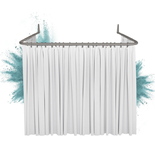 Erica U-shaped Shower Curtain Rail, Shower Curtain Pole 85x95x85 cm, Wall Mounted Shower Pole without Ceiling Mount, Shower Rail in Grey Powder Coated