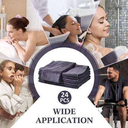 Tatuo 24 Pcs Drying Microfibre Hair Salon Towels 34 x 70 cm Quick Dry Absorbent Hand Towels for Bathroom Soft Hairdressing Cloths for Face Bath Gym