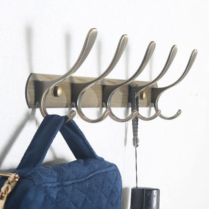SKOLOO Coat Rack Wall Mount - Modern, Metal Wall Coat Rack with 5 Hooks, Pack of 2, Sturdy Wall Hook Rack Rail for Hanging Coat, Jacket, Clothes, Hat