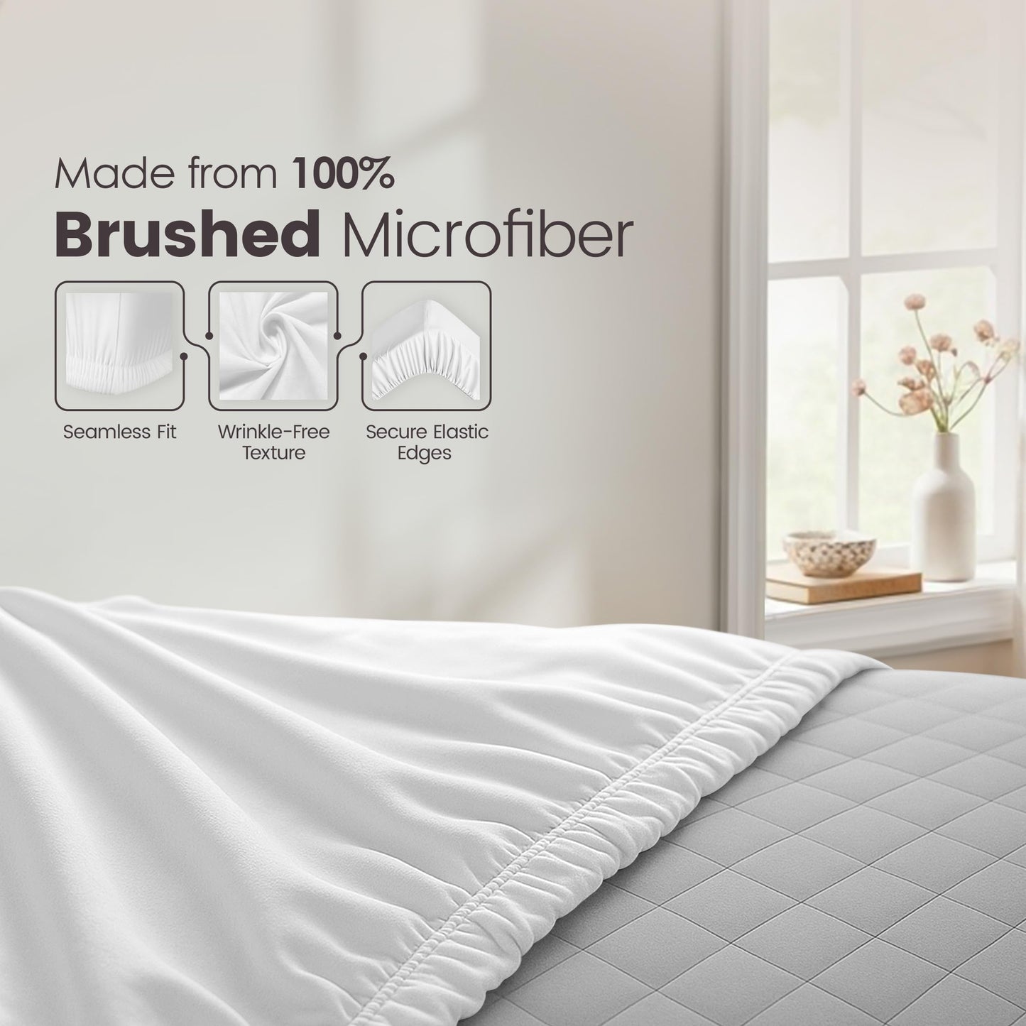 Utopia Bedding Fitted Sheet Double, White - Deep Pocket 14 inch (35 cm) - Easy Care - Soft Brushed Polyster - Microfibre Fabric - Shrinkage and Fade Resistant - Bottom Sheet