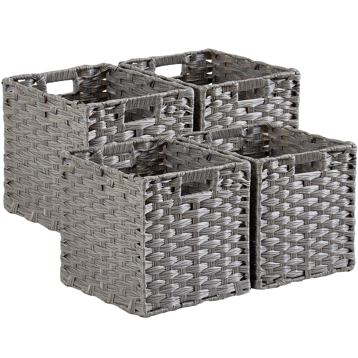 Mangata 25 cm Storage Cube Boxes for 27 cm Closet, Rattan Effect Storage Baskets, Wicker Woven Polyrattan Material Closet Organizer, 25x25x25 cm