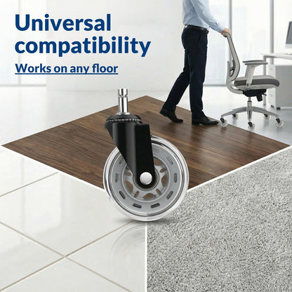 COSYLAND Office Chair Casters 11 mm x 22 mm - Set of 5 Casters for Office Chairs - Super Quiet and Soft for Hard Floors, Parquet, Carpet, Laminate