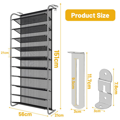 DBREAKS Pack of 2 10-Tier Adjustable Over Door Shoe Rack