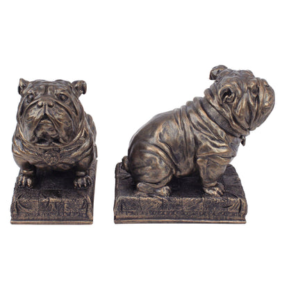 Design Toscano British Decor Bulldog Mascot Bookend Statues, 15 cm, Set of Two, Polyresin, Bronze Finish