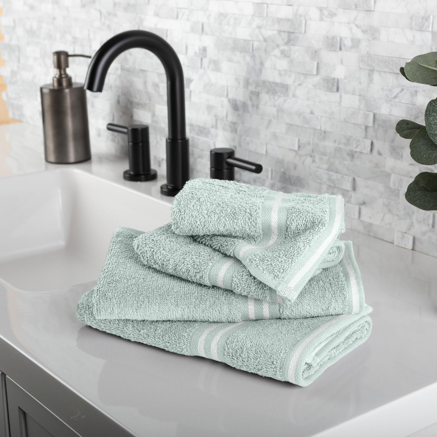 Lavish Home Rio 8 Piece 100% Cotton Towel Set - Seafoam