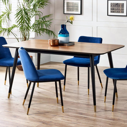 Julian Bowen Findlay Dining Table, Walnut Effect & Black - H75xW160xD90cm