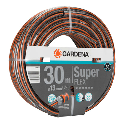 Gardena Premium Superflex Hose, 13 mm (1/2 inch), 30 m: Garden Hose with Power Grip Profile, 35 bar Burst Pressure, Highly Flexible, Keeps its Shape,