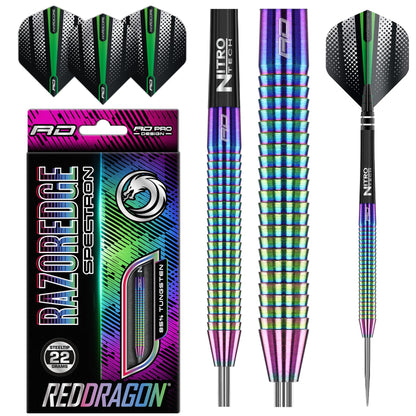 RED DRAGON Razor Edge Spectron 22g - Tungsten professional steel darts set with flights and shafts
