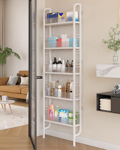 Ornestia Metal Narrow Storage Unit for Behind Door Storage（White）
