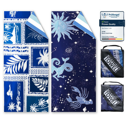 Beach Towels For Adults Extra Large - 2 Pack 200x90cm Lightweight microfibre beach towel with Mesh Bags