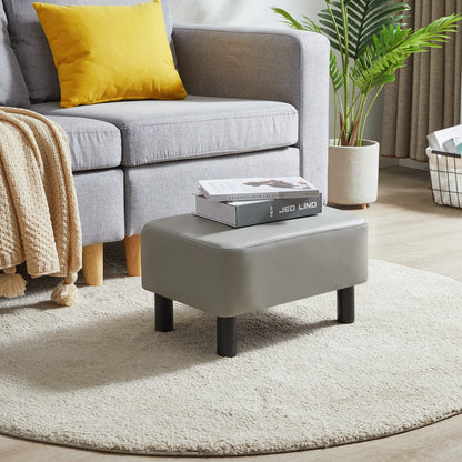 YMYNY 42CM Footstool, Rectangle Ottoman with Stable Wooden Legs, Modern PU Leather Footrest, Change Shoes Stool for Living Room