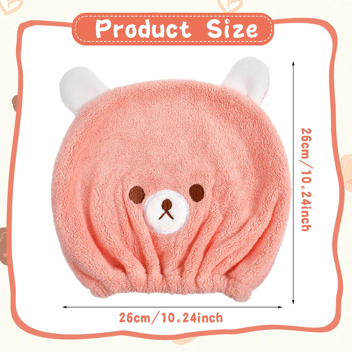 Gjinxi 2 Packs Hair Towel Wrap for Kid, Soft Hair Wrap Towels, Rapid Drying Towel Cute Bear Hair Turban Towel Absorbent Hair Drying Towel Wrap for