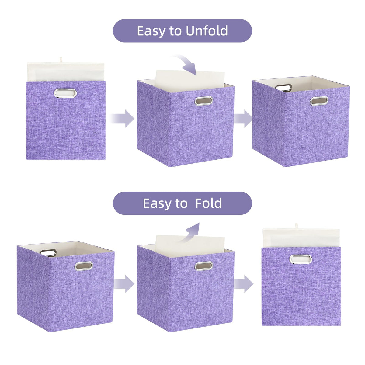 ORGMASTER Foldable Cube Storage Bin Organizing Baskets Cubby Boxes Fabric Storage Cubes Organizer Bins with Handles for Organization Home Office