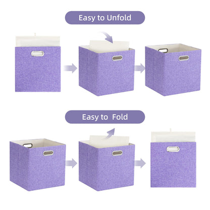 ORGMASTER Foldable Cube Storage Bin Organizing Baskets Cubby Boxes Fabric Storage Cubes Organizer Bins with Handles for Organization Home Office