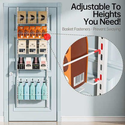 Delamu Over Door Storage, Pantry Organisers and Storage, Hanging Spice Rack Shelves for Easy Install, Cabinet Door Organiser