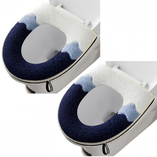 2 Pieces Thicker Bathroom Soft Toilet Seat Cover Pad with Handle Toilet Lid Cover Cushion Soft Thicker Washable Fits All Oval Toilet Seats Gray