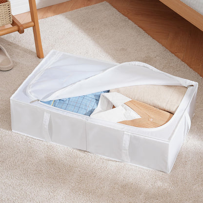 TYEERS Under Bed Storage Box with Lid, Durable Fabric, Washable, Collapsible, Under Bed Storage for Clothes, Blankets, Sheets, Shoes, 70x42x18 cm