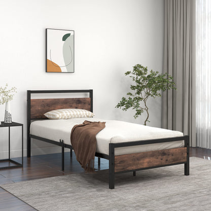 JELUTE Metal Platform Bed Frame, 3 FT Single, Black