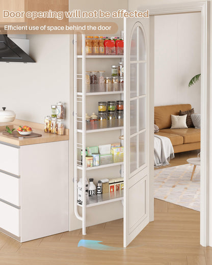 Ornestia Metal Narrow Storage Unit for Behind Door Storage（White）