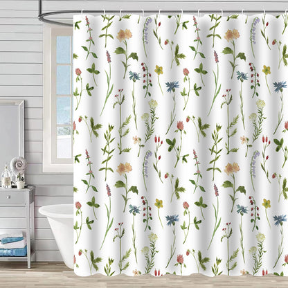 FAIRYGATE Bathroom Curtains Shower 180x180cm Spring Flower Shower Curtain Summer Curtain Artwork Print Polyester Waterproof Material Home Bathtub