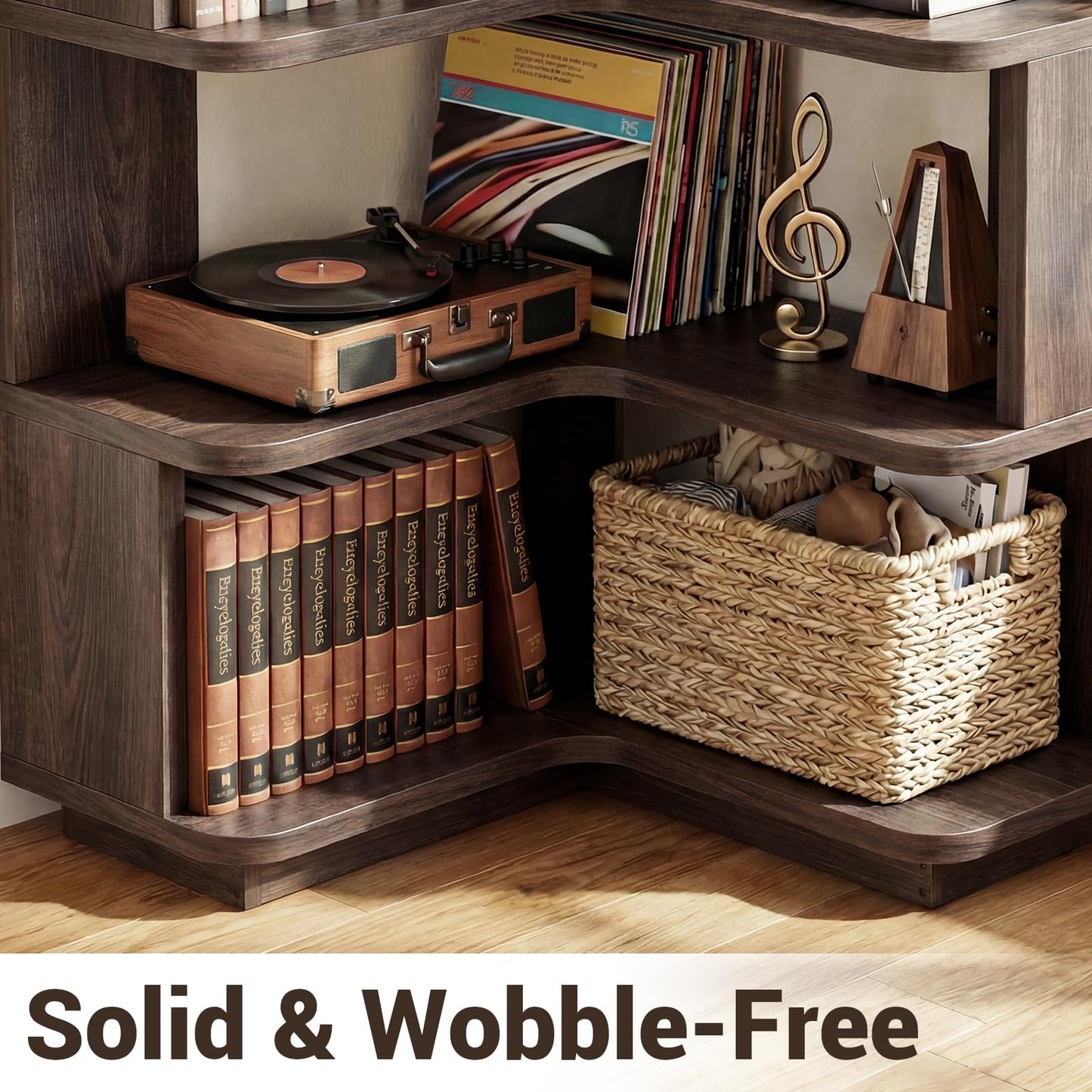 iSunirm 5-Tier Corner Bookshelf, L-Shaped Bookcase, Space-Saving Freestanding Corner Display Shelf Unit for Living Room & Bedroom, 162x60x60cm