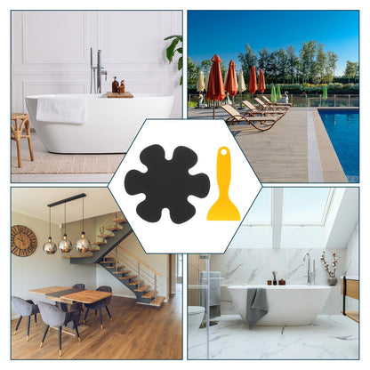 sourcing map 20pcs Non-Slip Bathtub Stickers, Anti Slip Shower Stickers Showers Treads Bright Flowers Appliques with Scraper for Bath Tub Shower