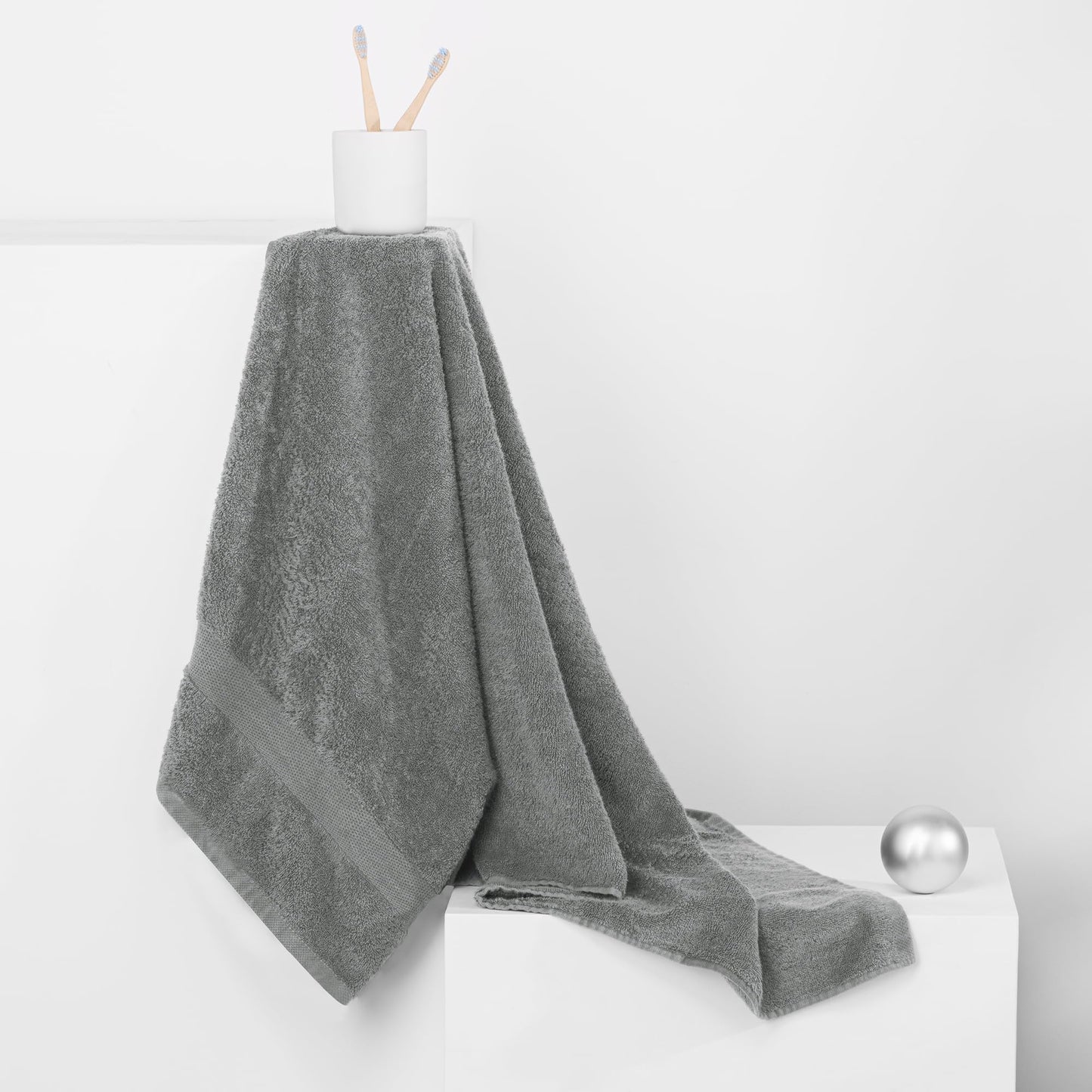 DecoKing Hand Towel 50 x 100 cm Cotton Quality 525 g/m² Silver Steel Grey Absorbent Marina