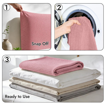 Niuoppy Bed Headboard Cover Fully Wrapped, Stretch Head Board Covers for Single Bed, Beds Headboard Protector Dustproof and Cat Scratch-proof