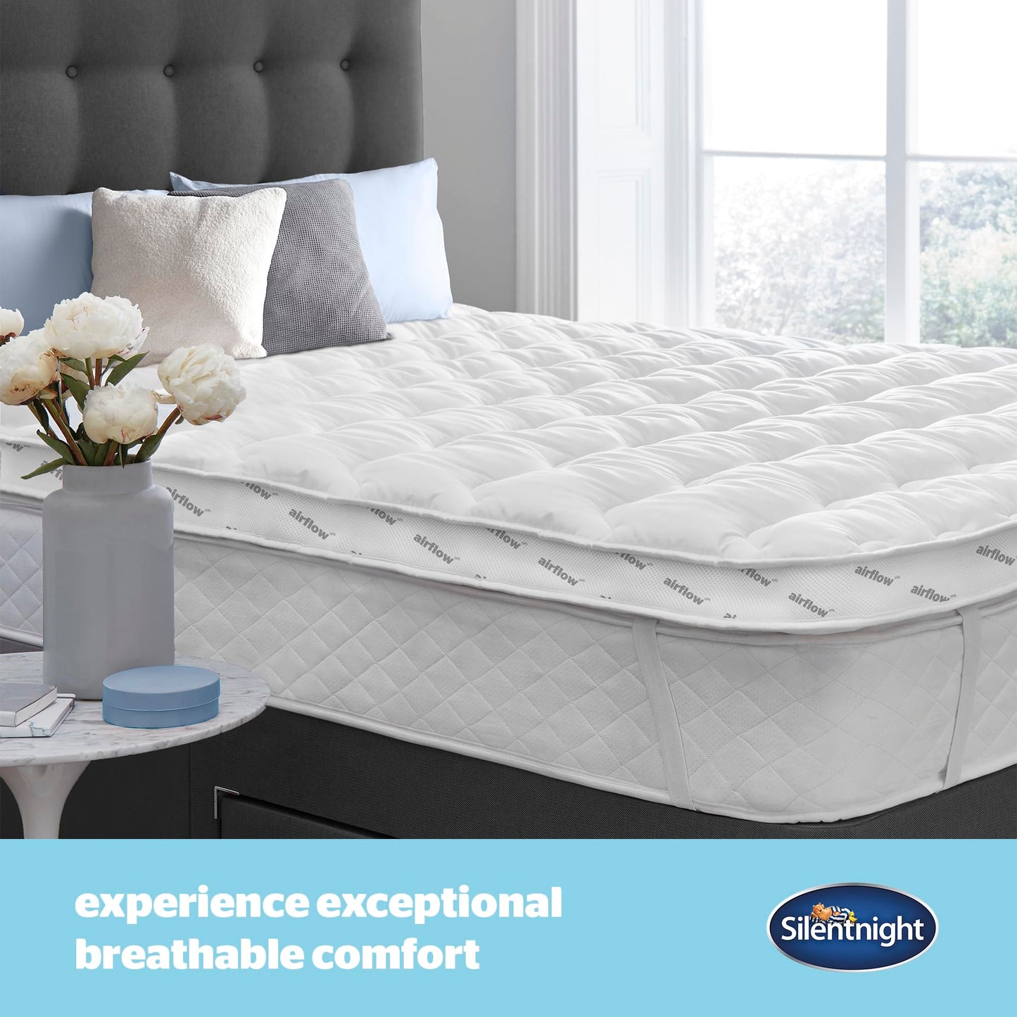 Silentnight Airflow 800 Mattress Topper - Extra Thick Deep Fitted Mattress Enhancer with 8cm Thick Cushioning, Mesh Sides to Increase Airflow and