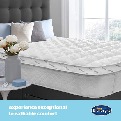 Silentnight Airflow 800 Mattress Topper - Extra Thick Deep Fitted Mattress Enhancer with 8cm Thick Cushioning, Mesh Sides to Increase Airflow and