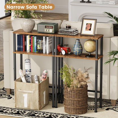 Asgolion Console Table, 2-Tier Slim Sofa Table, 40 x 20 x 80 cm