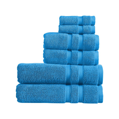 Christy Chroma Blue Towel Set | Set of 6 | 2 Bath 2 Hand 2 Face | Highly Absorbent Heavyweight 675GSM | Bold and Bright