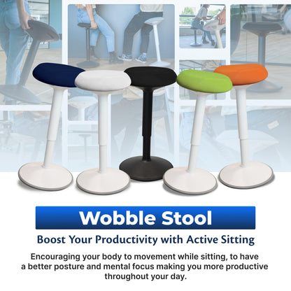 Backerz Ergonomic Desk Stool for Office – Height Adjustable Wobble Stool 40-60 cm