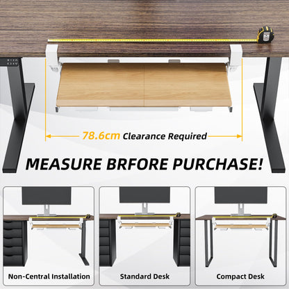 ETHU Under Desk Keyboard Tray with Storage Drawers 68x30cm