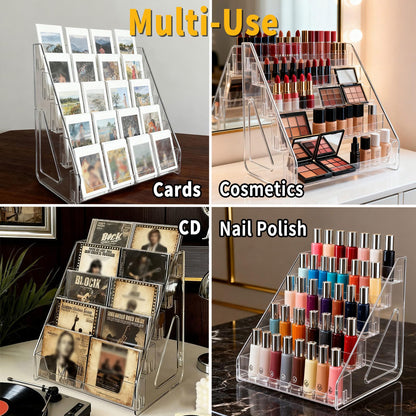 Oncpcare 2 Pack 5-Tier Transparent Card Display Shelves – Vertical Racks with Large Capacity for Trading Sports Baseball Basketball Greeting Cards