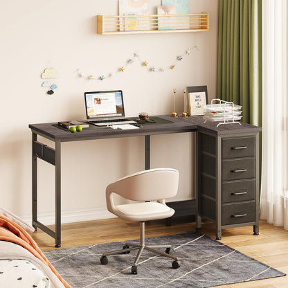 Coleshome Small Corner Desk with Drawers for Home Office, 120x70 cm, Grey