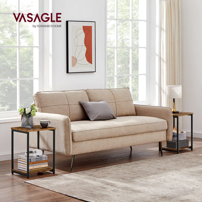 VASAGLE Set of 2 Side Tables, 2-Tier Sofa Side Tables, Bedside Tables with Steel Frames, for Living Room, Bedroom, Home Office, Industrial Style,