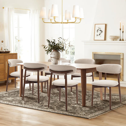 COLAMY Modern Dining Chairs Set with Wooden Legs – Upholstered Fabric Dining Room Chairs with Curved Backrest, Soft Cushion Seat