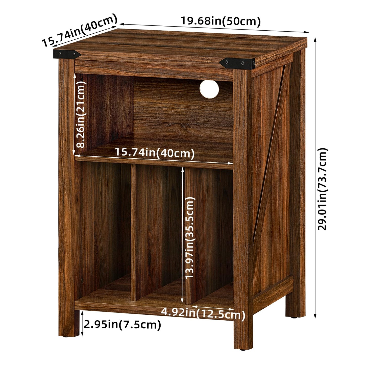 LELELINKY Record Player Stand with Vinyl Record Storage,Brown