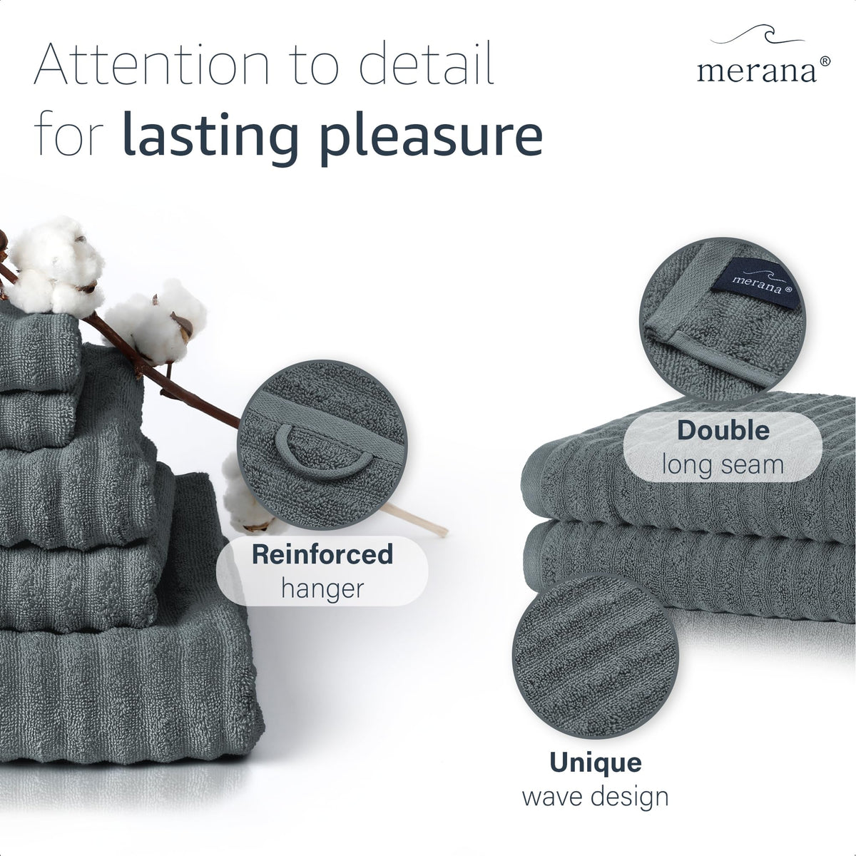 Merana OSLO towel set | quick-drying, soft & lint-free | terry luxury quality | 100% cotton terry | OEKO-TEX | 590 GSM | gift set | Dark gray