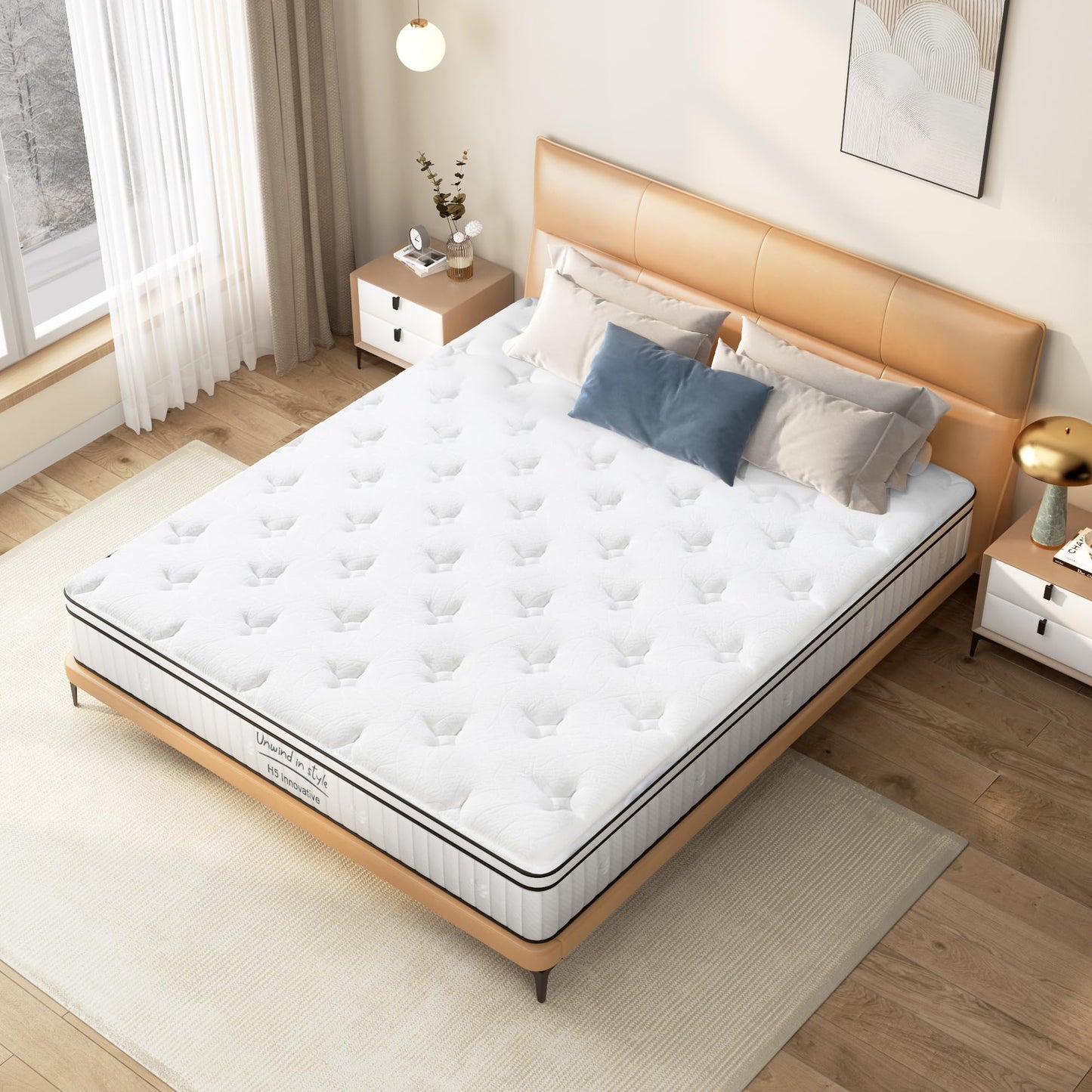 SogesPower 5FT Single Mattress, Memory Foam Mattress, Hybrid Mattress, Bed Mattress, Breathable Knitted Fabric, Gel Memory Foam