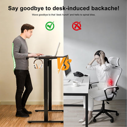 ERGOMAKER Electric Standing Desk 170x60cm, 2 Memory Presets, Black Walnut