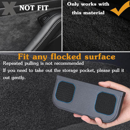 EVFIT for Tesla Model 3 Model Y Accessories Center Console Organizer Storage Box Silicone Velcro Sunglasses Coin Holder for Flocking