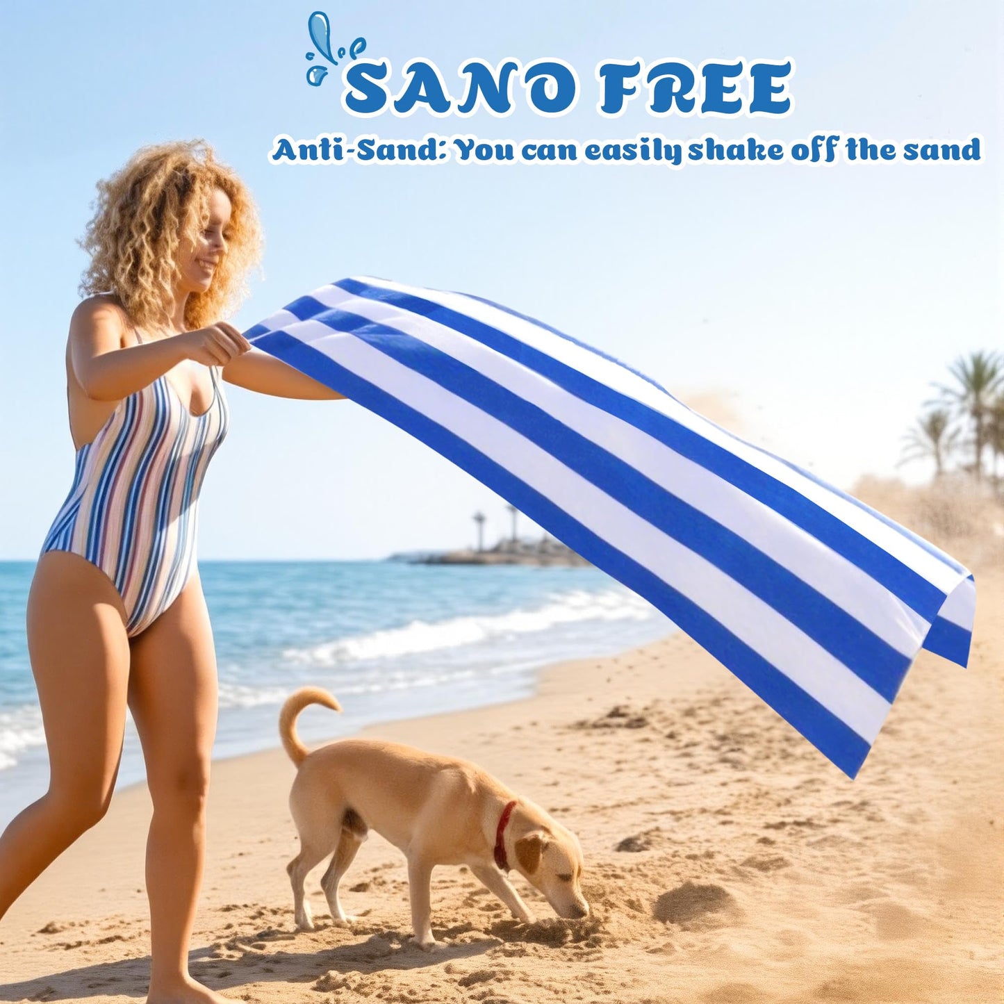 Anavasi Microfibre Beach Towels for Adults, 2 Pack 180 x 90cm 100% Recycled